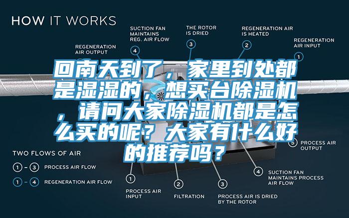 回南天到了，家里到處都是濕濕的，想買臺除濕機，請問大家除濕機都是怎么買的呢？大家有什么好的推薦嗎？